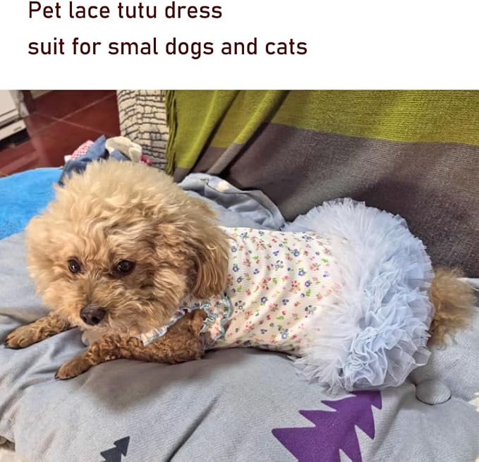 Floral Puppy Dress with D-Ring Ruffled Small Dog Clothes Female Spring Cat - Image 6