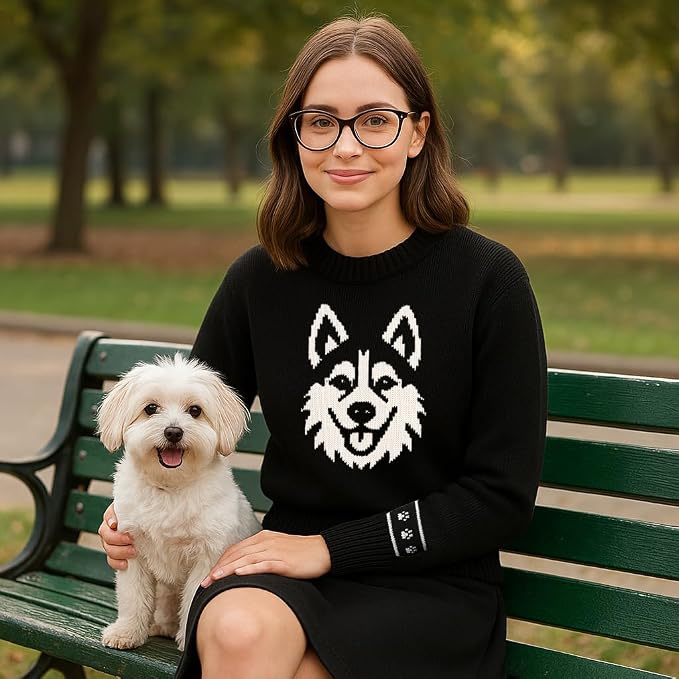 Custom Dog Knit Sweater for Women Personalized Pet Paw Print Pullover Dog Mom - Image 5