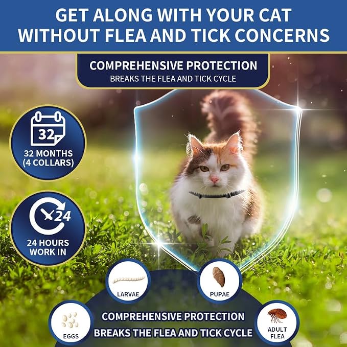 4 Pack Flea Collar for Cats, 32 Months Flea and Tick Prevention for Cat - Image 2