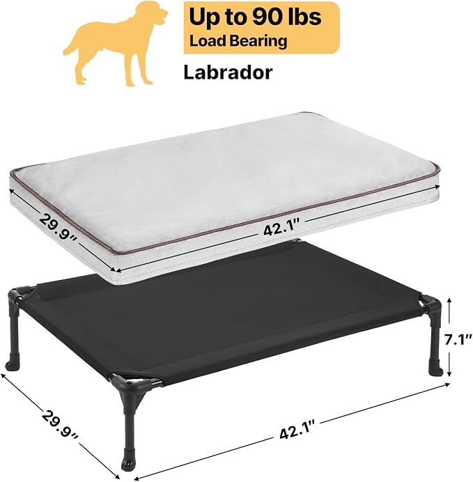 Veehoo Elevated Dog Bed with Waterproof Cushion Mat, Cooling Raised Dog Beds - Image 6