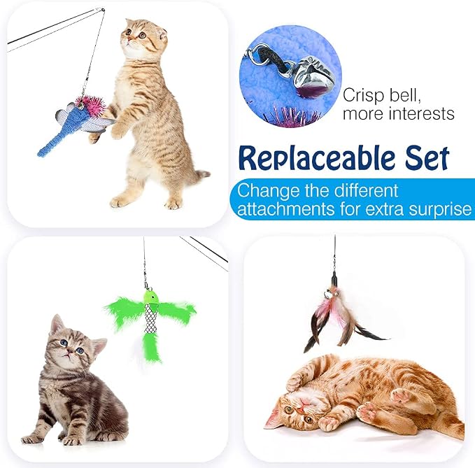 Pawaboo Interactive Cat Toy, Retractable Cat Fishing Rod - Image 5
