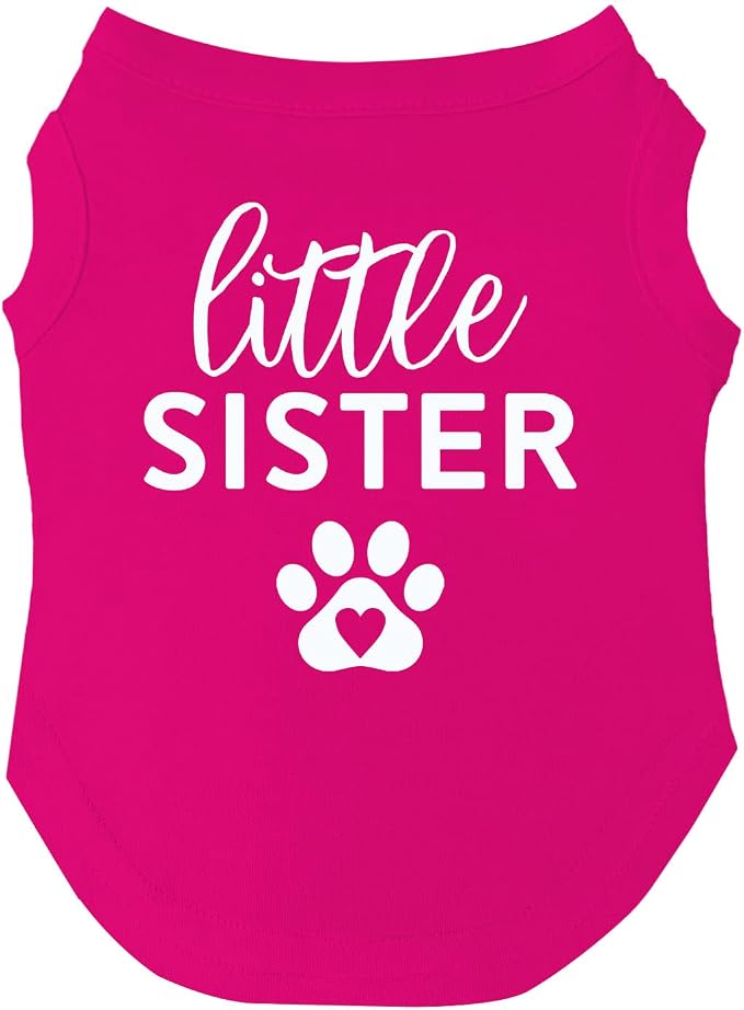 Little Sister Heart Paw Dog Tee Shirt Sizes by TeesTails