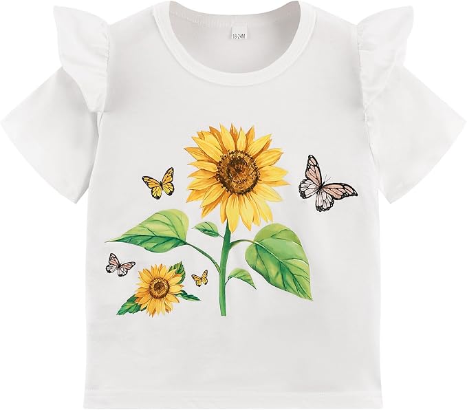 Akyzic Little Girl Skirt Outfit Two Piece Spring Summer Outfit Butterfly Dress - Image 3