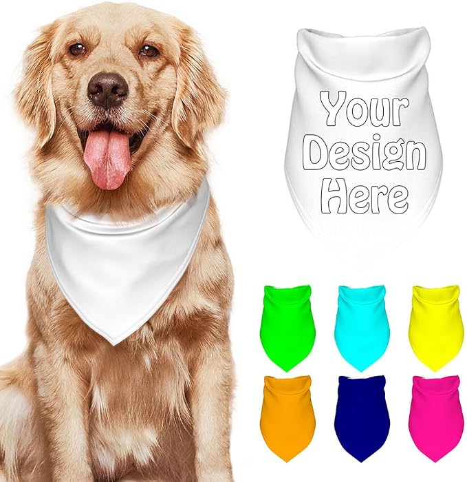 Dog Bandanas Custom Boy and Girl Dogs Scarf Add Your Design Personalized Pet by VYXONIA