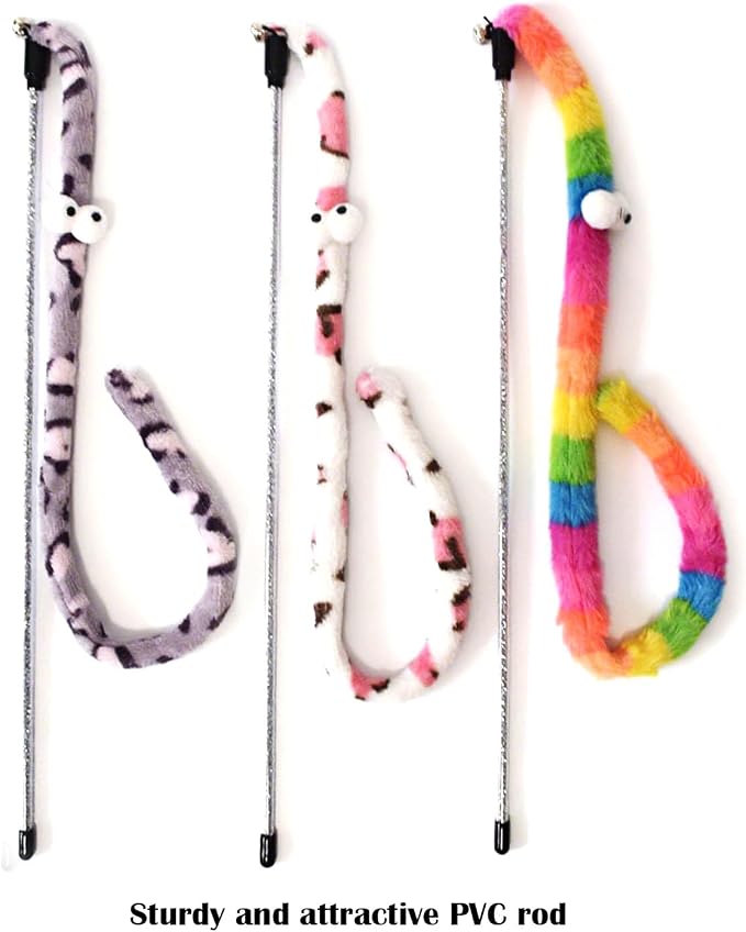 3 PCS Cat Wands, Soft Plush Srtip Kitten Wands Interactive Kitten Toys Cute - Image 4