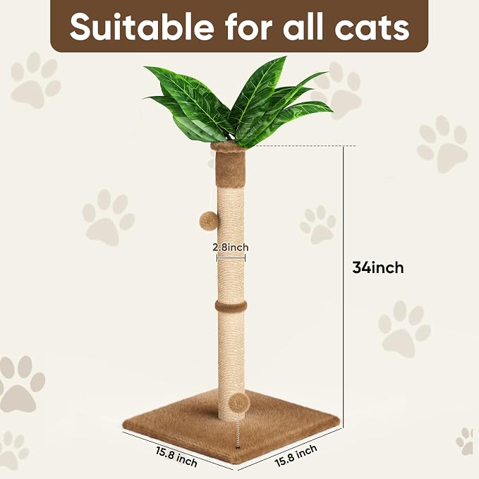 XiaZ Cat Scratching Post 34'' Tall, Cat Scratchers Tree Tower - Image 8