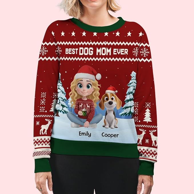 Wrappiness A Girl And Her Dog Christmas Sweatshirt - Image 3