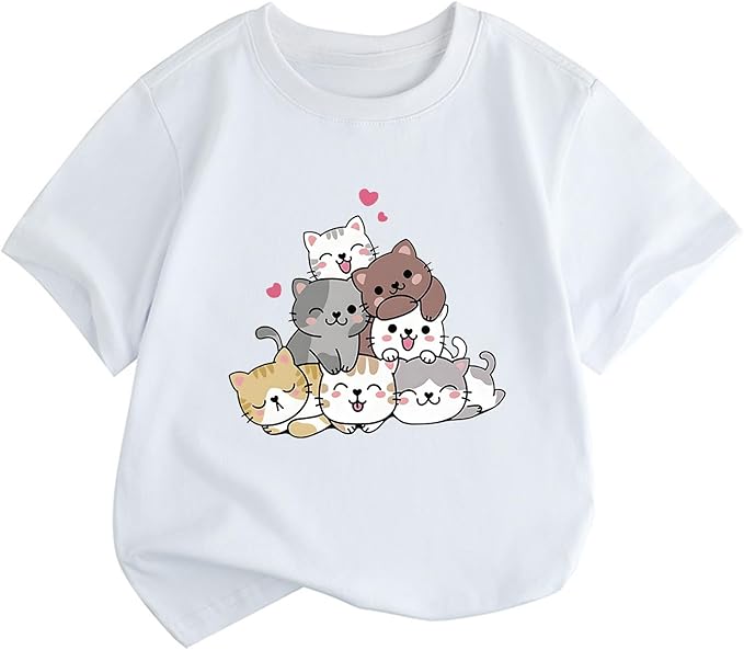 KEEVICI Cute Cartoon Cat Shirts by KEEVICI