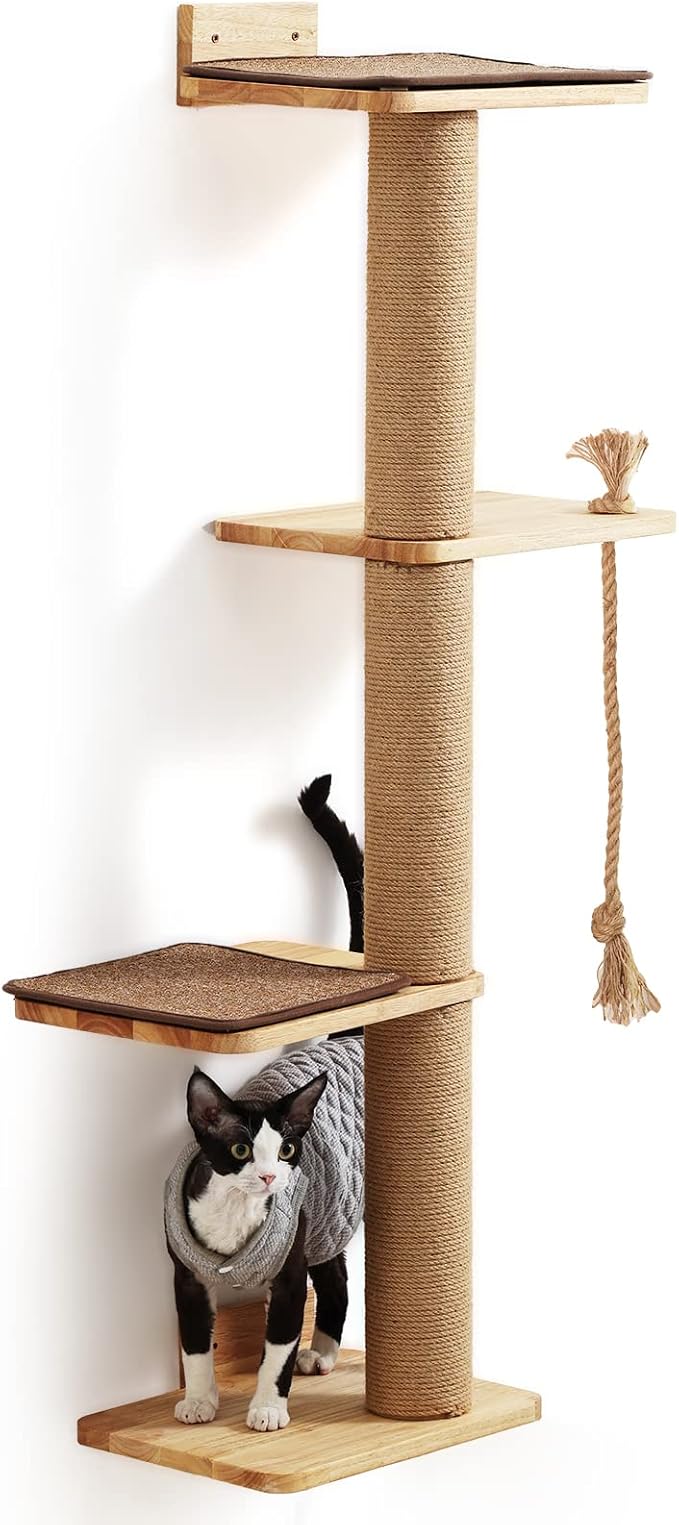 FUKUMARU Cat Scratching Activity Tree Wall Mounted, 50 Inch Cats Scratch Post by FUKUMARU
