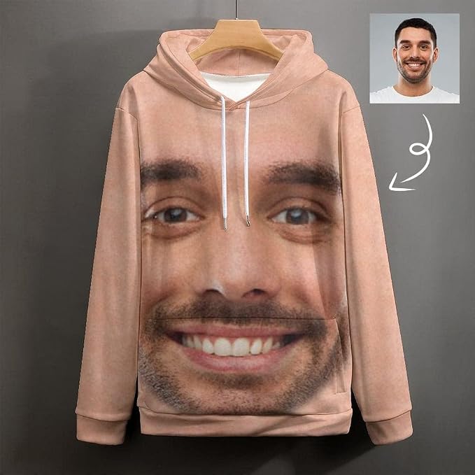 Artsadd Custom Face Unisex athletic Pockets Sweatshirt Loose Hoodie Custom - Image 2