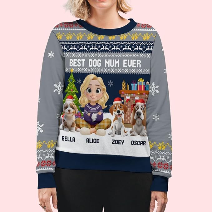 Wrappiness A Girl And Her Dog Christmas Sweatshirt - Image 4