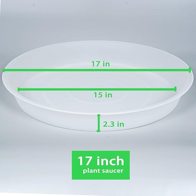 2 Pack of 17 inch Plant Saucer, 2.3" Depth Tray, Large Deep Garden Plastic - Image 2