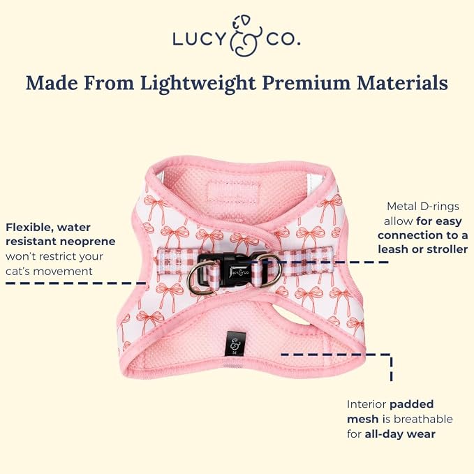 Lucy & Co. Take a Bow Step-in Cat Harness & Leash Bundle – Reflective, - Image 5