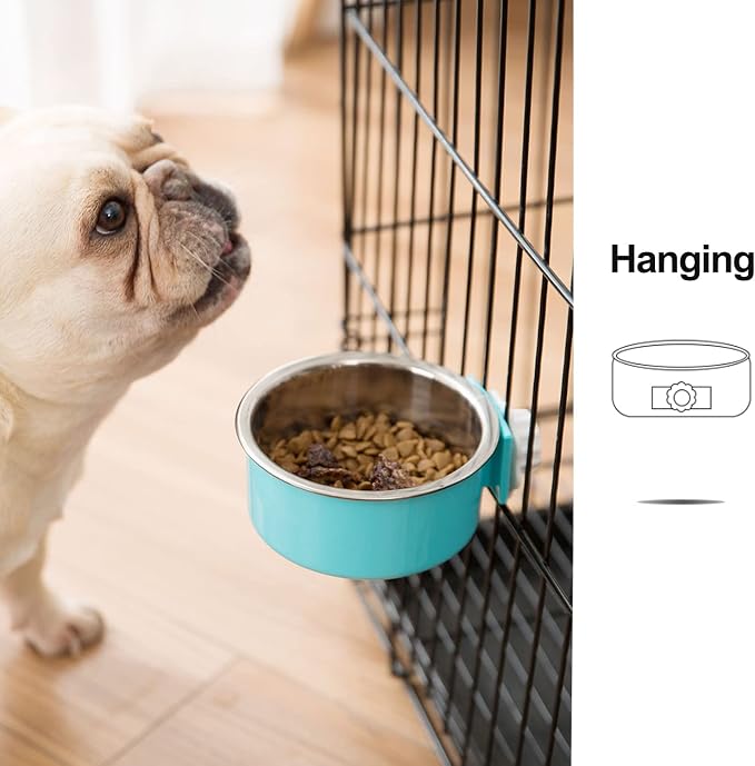 3 Pieces Crate Dog Bowl, Removable Stainless Steel Pet Kennel Hanging Food - Image 4