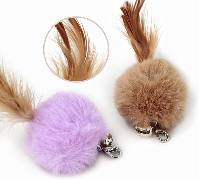 Cat Fluffy Feather Toys Replacement Cat Toy Wand Refills, 6 Pieces Fluffy Cat - Image 3
