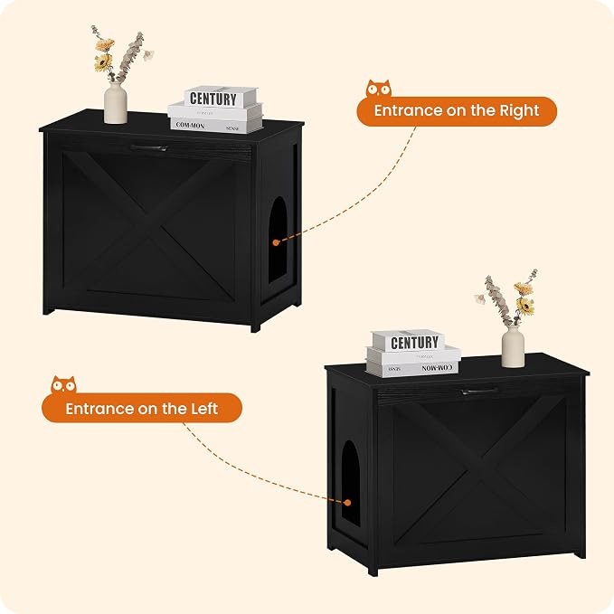 Dwanton Cat Litter Box Furniture Hidden, Cat Litter Box Enclosure, Reversible - Image 5