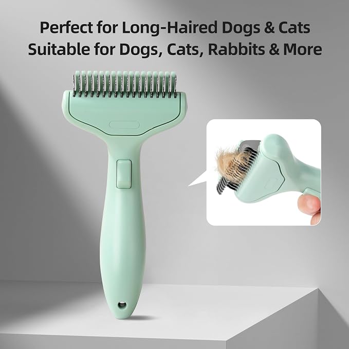 Pet Grooming Combo Tool for Cats and Dogs, Deshedding and Dematting Rake - Image 5