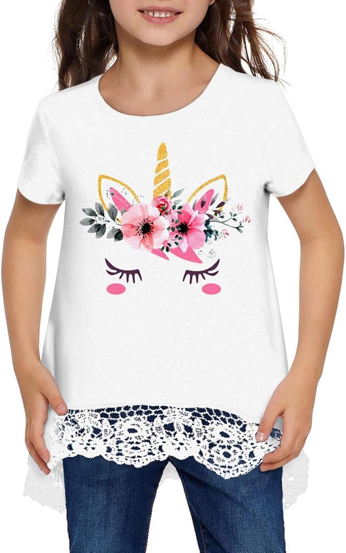 storeofbaby Girls Casual Tunic Tops Short Sleeve Loose Soft Blouse T-Shirt - Image 3