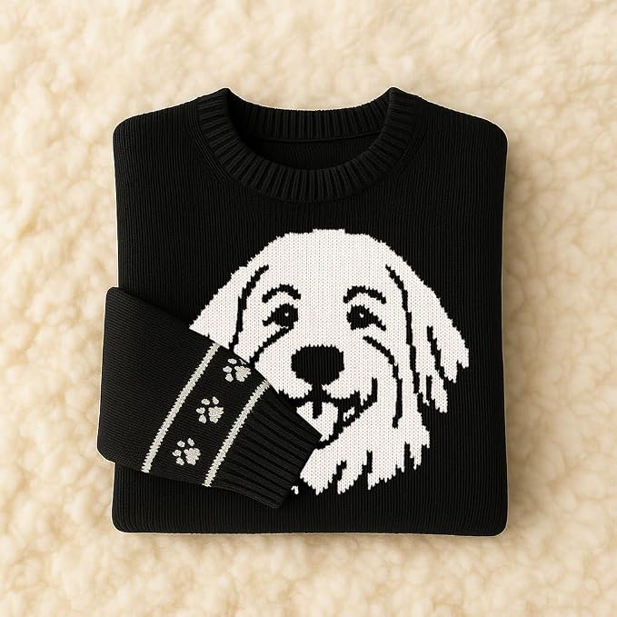 Custom Dog Knit Sweater for Women Personalized Pet Paw Print Pullover Dog Mom - Image 7