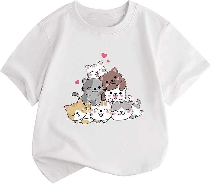 KEEVICI Cute Cartoon Cat Shirts by KEEVICI