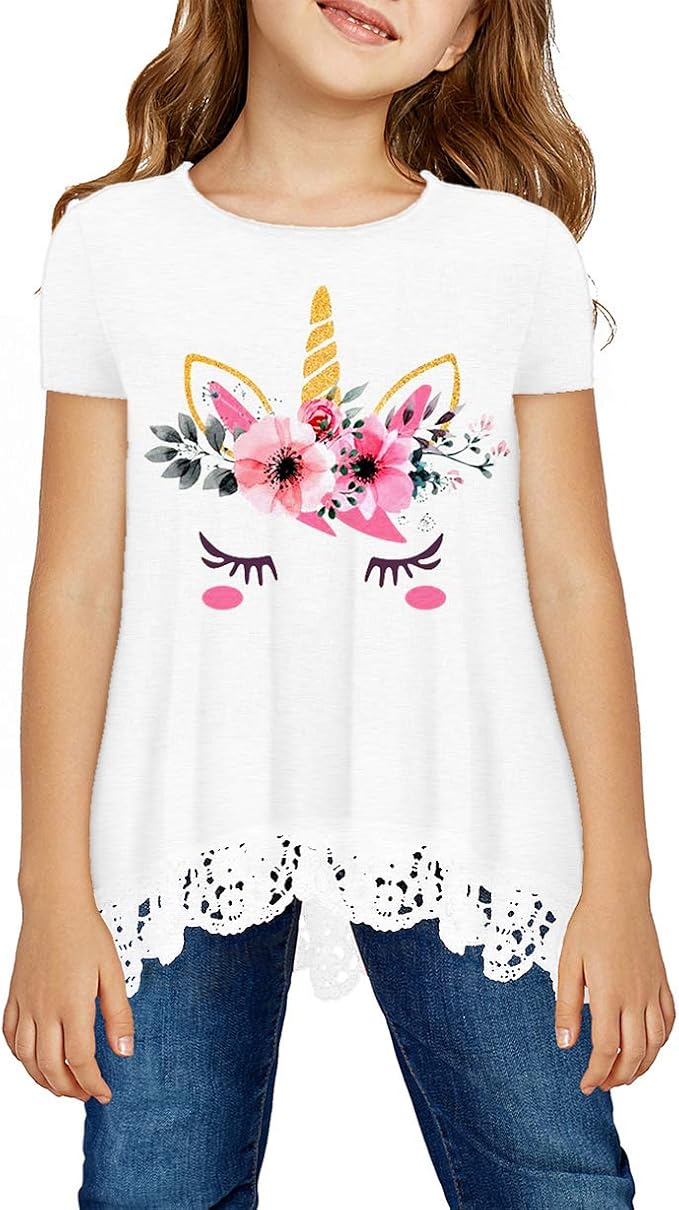 storeofbaby Girls Casual Tunic Tops Short Sleeve Loose Soft Blouse T-Shirt by storeofbaby