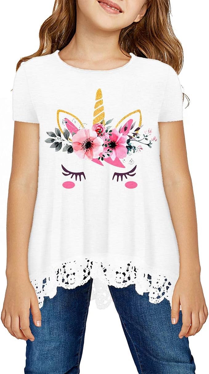 storeofbaby Girls Casual Tunic Tops Short Sleeve Loose Soft Blouse T-Shirt by storeofbaby