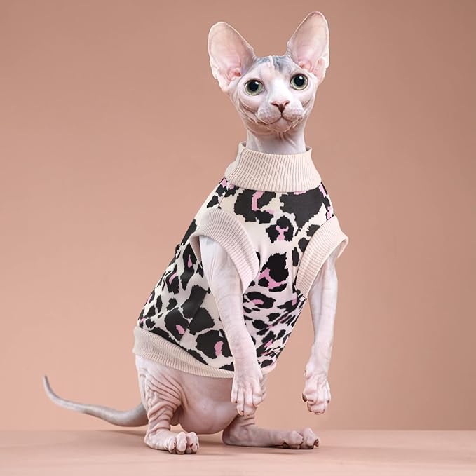 Idepet Cat Clothes Kitten Sweater Soft Kitten Shirt Cute Leopard Print Kitty - Image 4
