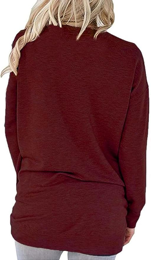 Akihoo Womens Casual Long Sleeve Tunic Tops Crew Neck Shirt Blouses - Image 2