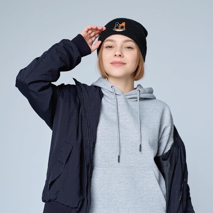 Funny Beanies Warm Knit Hats Fall Winter Black Hip Pop Knit Hat Cap - Image 3