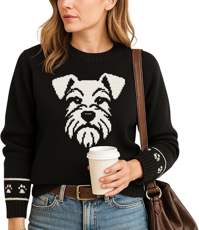 Custom Dog Knit Sweater for Women Personalized Pet Paw Print Pullover Dog Mom by GrewearFashion