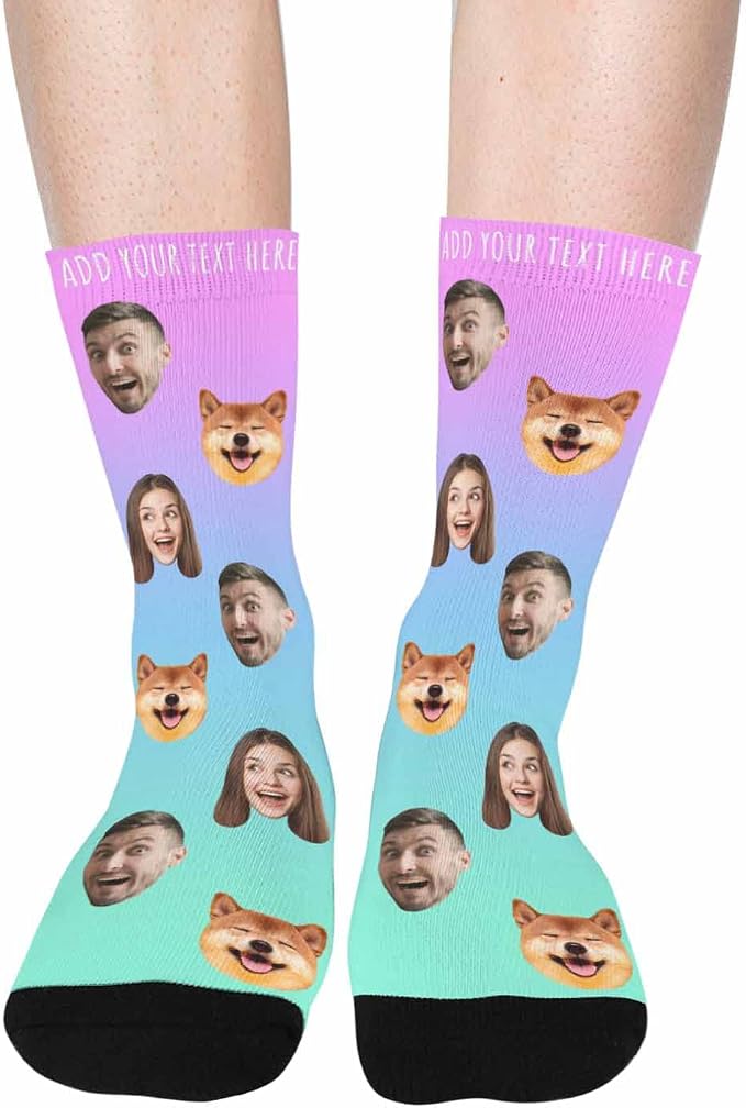 Artsadd Custom Face Socks for Women Men Cat Dog Lovers, Customized Unisex Funny - Image 6