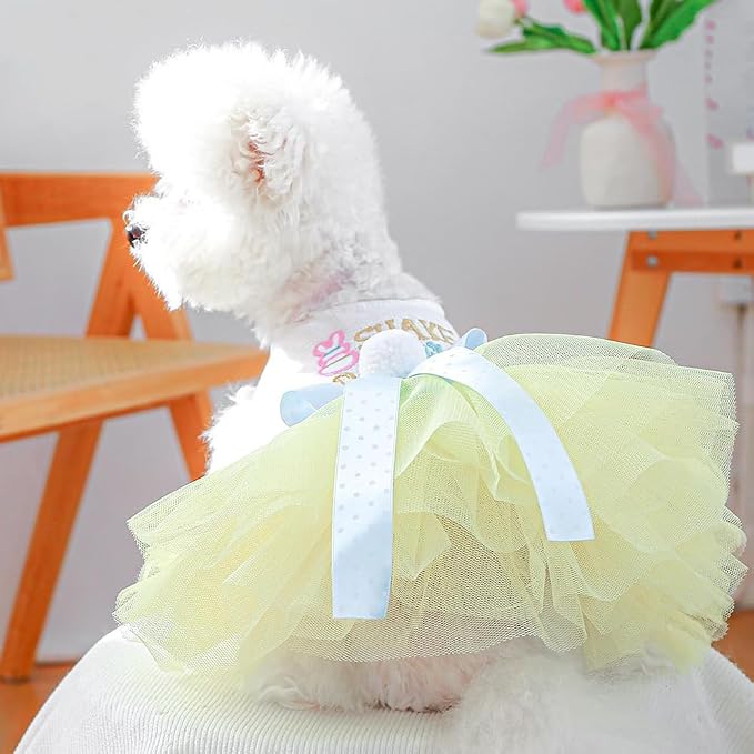 Dog Easter Outfit with Embroidered Bunny Patterns and Cute Pompom Holiday Puppy - Image 2