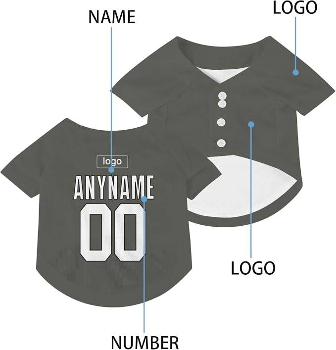 Custom Pet Dog Baseball Jersey Personalized Dog&Cat Jersey Printed Text Logo - Image 4