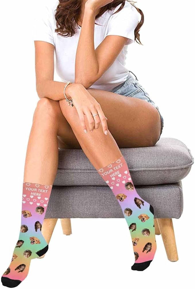 Artsadd Custom Face Socks for Women Men Cat Dog Lovers, Customized Unisex Funny - Image 2