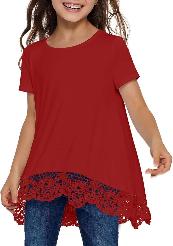 storeofbaby Girls Casual Tunic Tops Short Sleeve Loose Soft Blouse T-Shirt - Image 2