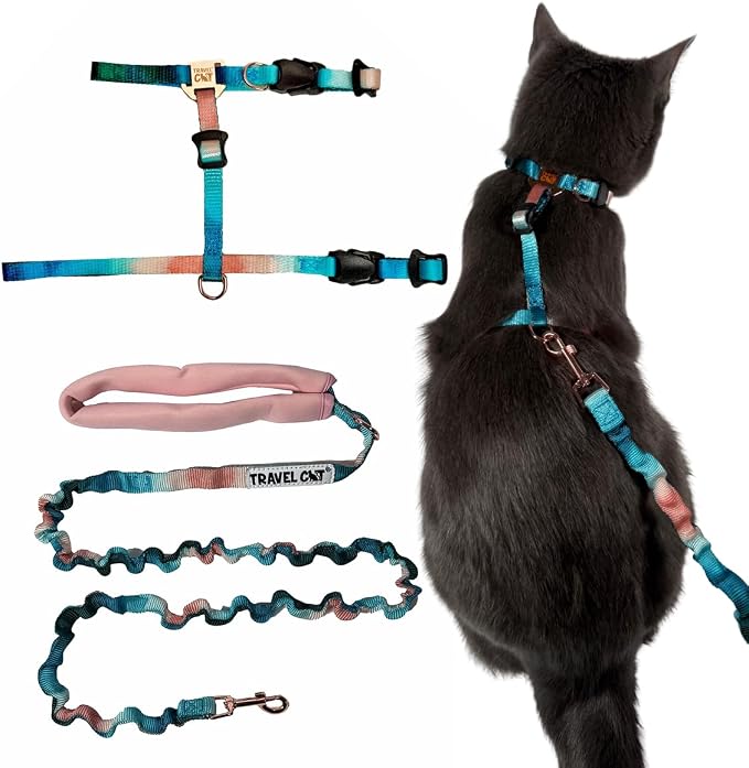 Travel Cat Harness and Bungee Leash Set - 2 in 1 Adjustable Escape Proof Cat by TravelCat