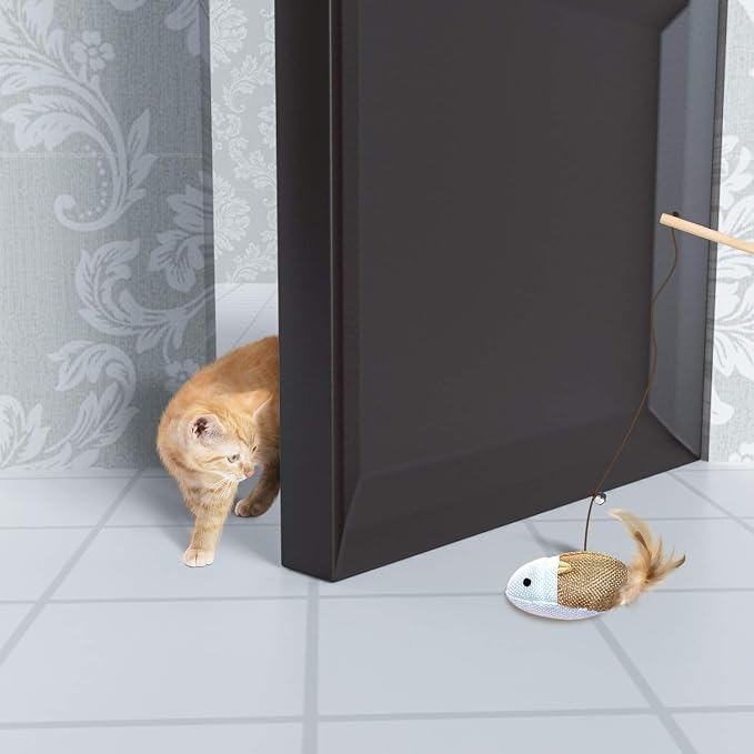 3-Piece Natural Wooden Cat Teaser Wand Toy Kit - Image 6