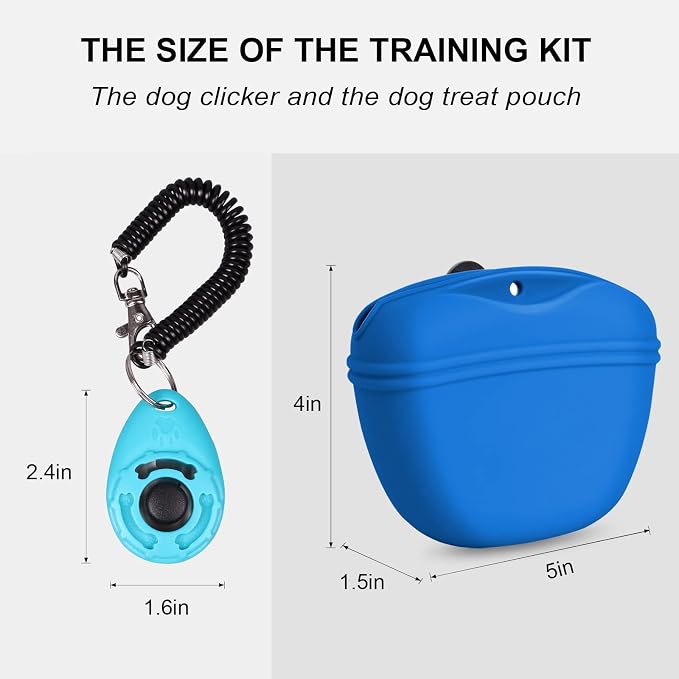 Left&Right Dog Clicker Training Kit, Silicone Dog Training Treat Pouch and Dog - Image 2