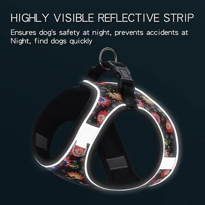 Step in Dog Harness No Pull Flower Adjustable Soft Mesh Padded Reflective Pet - Image 3