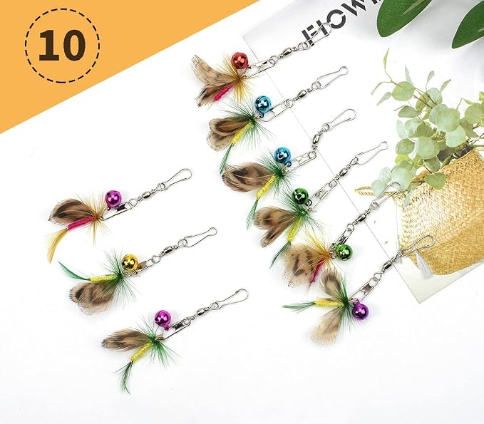Cat Insect Feather Toys Replacement Cat Toy Wand Refills, 10 Pieces Mini Insect - Image 4