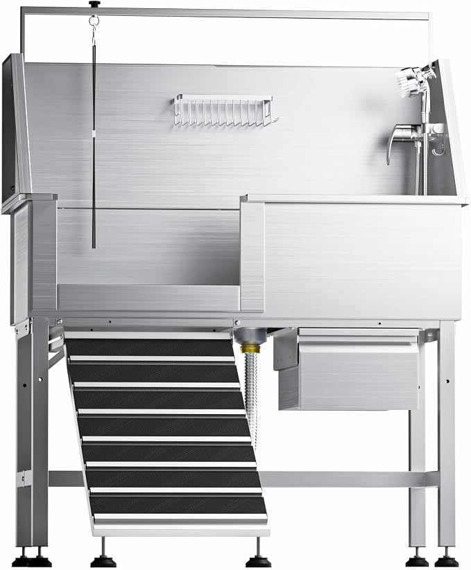 46" Dog Wash Station, 304 Stainless Steel, Side Ramp, 440 lb by DYTREND
