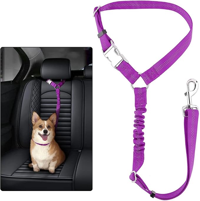Plutus Pet Dog Seat Belt for Car Headrest, Reflective and Adjustable Restraint by PLUTUSPET