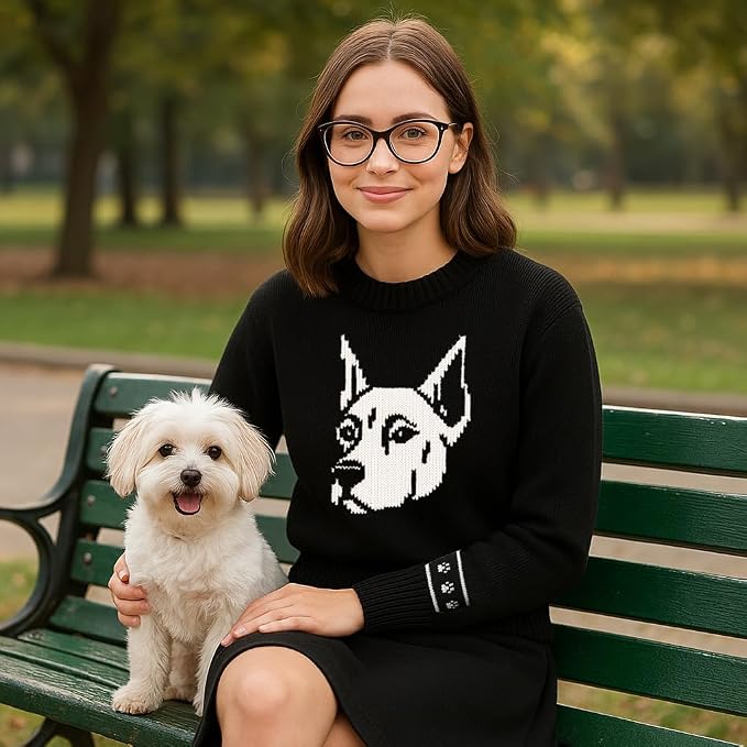 Custom Dog Knit Sweater for Women Personalized Pet Paw Print Pullover Dog Mom - Image 5