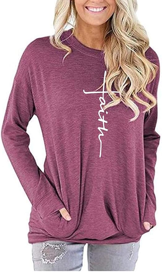 Akihoo Womens Casual Long Sleeve Tunic Tops Crew Neck Shirt Blouses by Akihoo