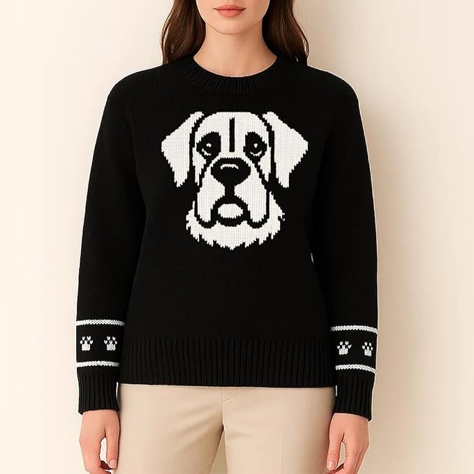 Custom Dog Knit Sweater for Women Personalized Pet Paw Print Pullover Dog Mom - Image 2