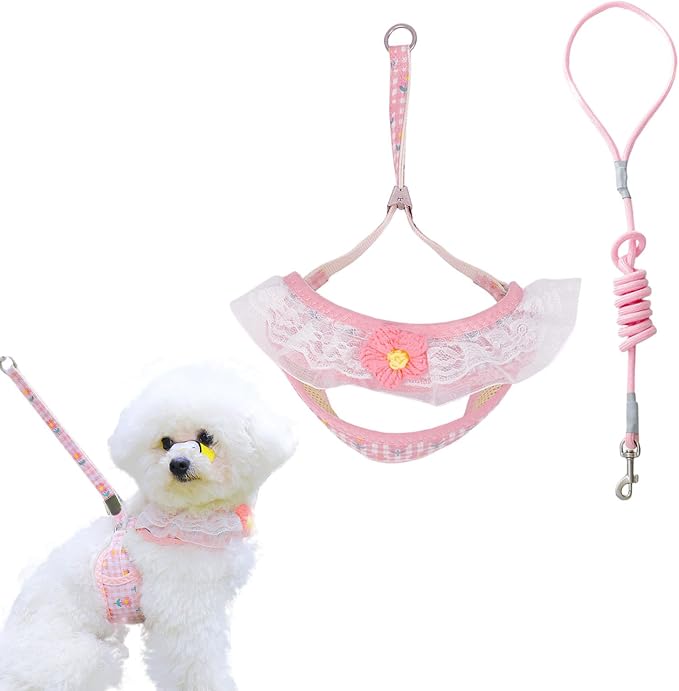 Cat Harness Collar and Leash Set, Sweet Lace Floral Kitten Collar, Escape Proof by Unknown