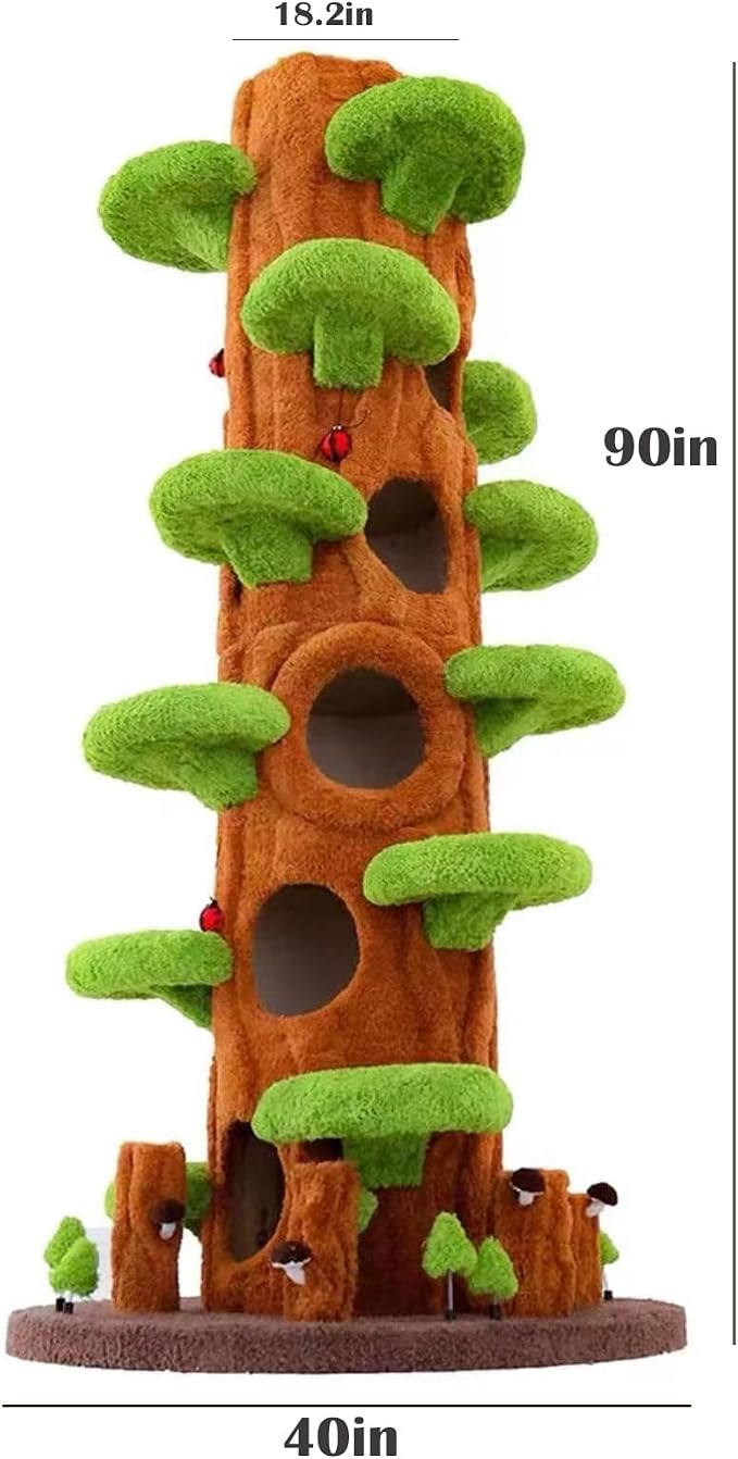 Magic Forest Cat Tree Tower, 90 inches Tall, Real Solid Wood Cat Tree - Image 2
