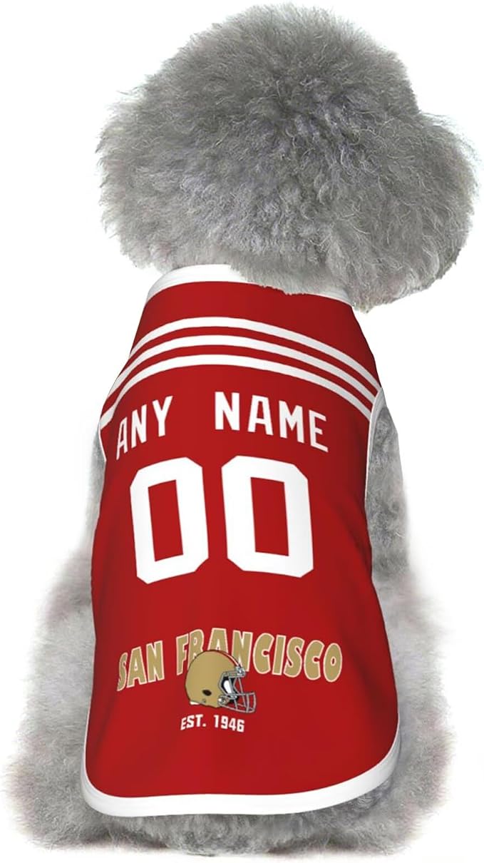 San Francisc0 Dog Clothes Jersey Pet Jersey Customized Any Name & Number S-5XL by Tiffur