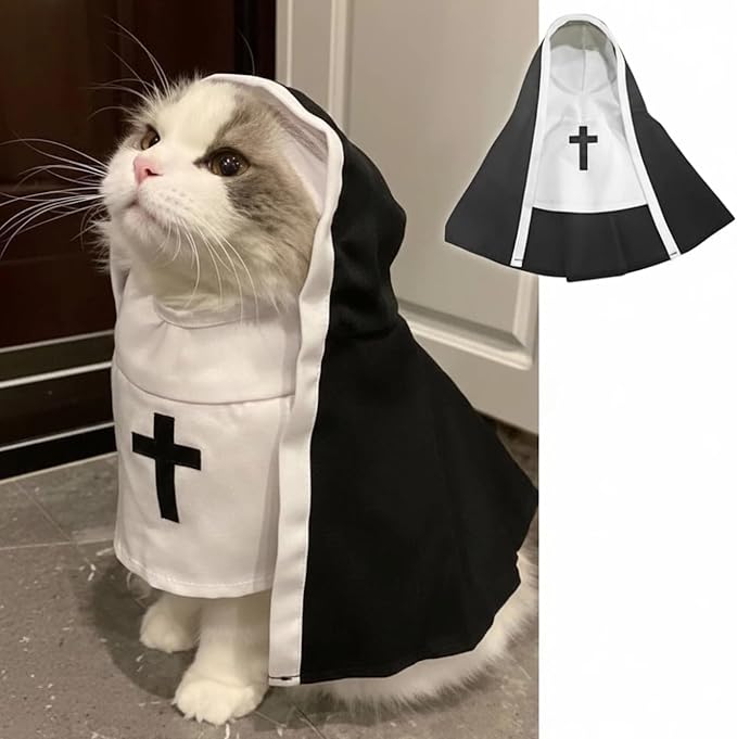 MANON ROSA Cat Costume Nun Dress- Funny Halloween Cloak Outfit by MANONROSAPET