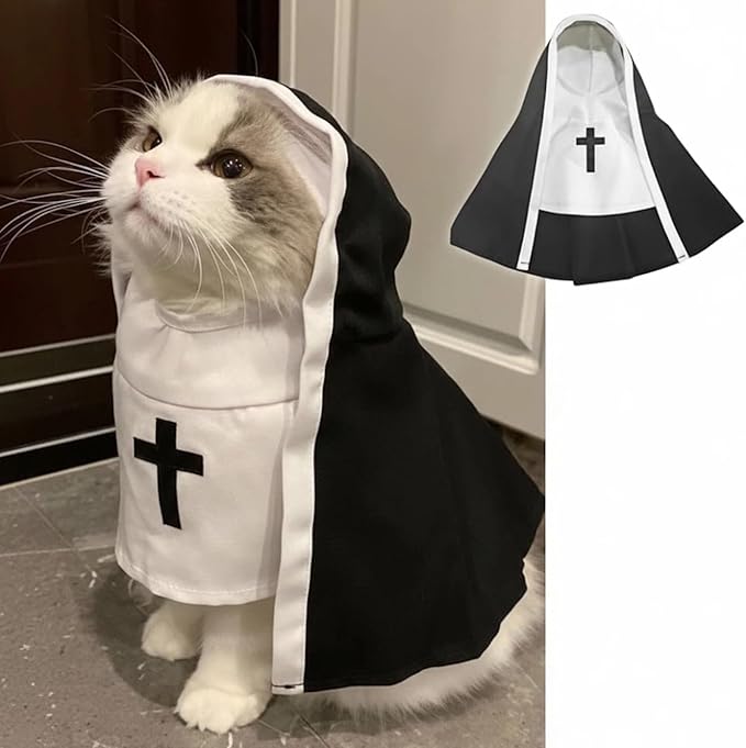 MANON ROSA Cat Costume Nun Dress- Funny Halloween Cloak Outfit by MANONROSAPET